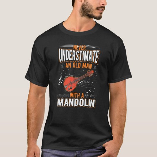 T-shirt Mandolin Old Man Mandolin Player Mandolinist (Devant)