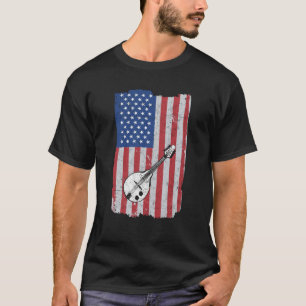 T-shirt Mandolin Usa Drapeau Mandolin Lecteur Mandoliniste