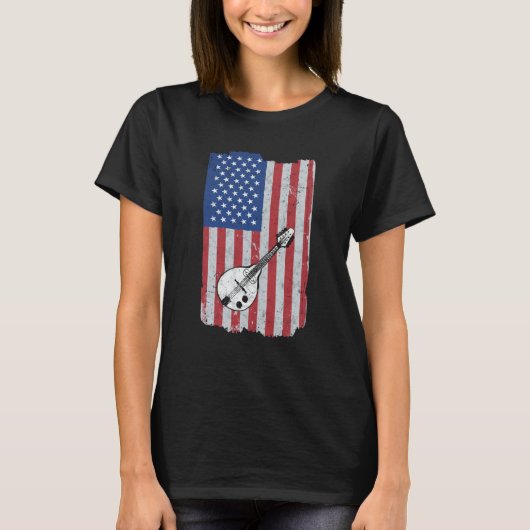 T-shirt Mandolin Usa Flag Mandolin Player Mandolinist (Devant)