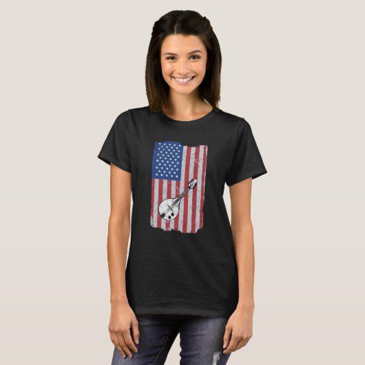 T-shirt Mandolin Usa Flag Mandolin Player Mandolinist (Devant entier)