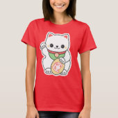 T-shirt Maneki blanc mignon Neko (Devant)
