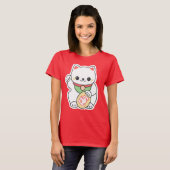 T-shirt Maneki blanc mignon Neko (Devant entier)