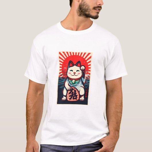 T-shirt maneki neko chat chanceux (Devant)