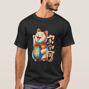 T-shirt Maneki neko Chat Chanceux Japonais Rieur Manekinek