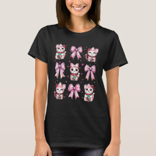 T-shirt Maneki Neko Chat Japonais Fille Chanceuse Coquette