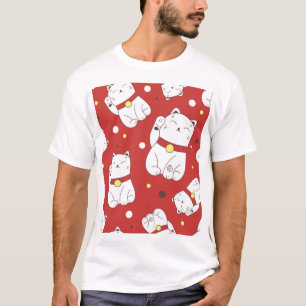 T-shirt Maneki-Neko chat, motif japonais de doodle.