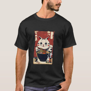 T-shirt Maneki Neko Ramen Chanceux Chat Soupe Ramen Porte-