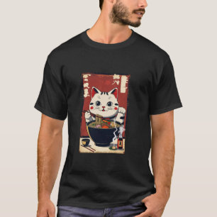 T-shirt Maneki Neko Ramen Chanceux Chat Soupe Ramen Porte-