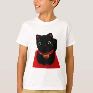 T-shirt Maneki noir Neko sur un tapis rouge