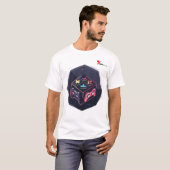T-shirt Manette de cube de jeu isométrique double face (Devant entier)