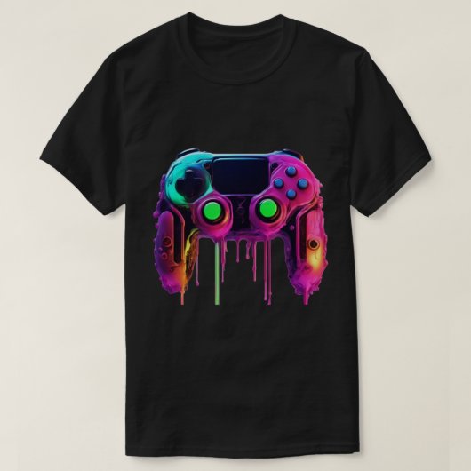 T-Shirt Manette De Jeu Neon Drip (Design devant)