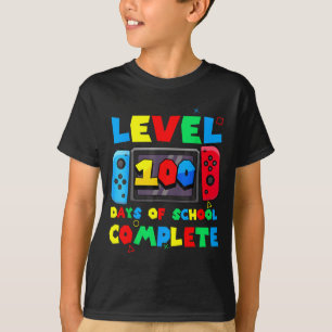 T-shirt Manette de jeu Niveau 100 Jours d'école terminés