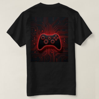 T-shirt Manette de jeu Red Neon Circuit imprimé Cyber T-S