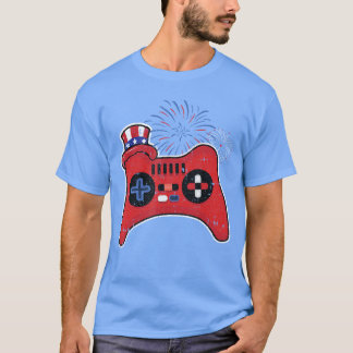T-shirt Manette de jeu vidéo 4 juillet Cœur Drapeau améric