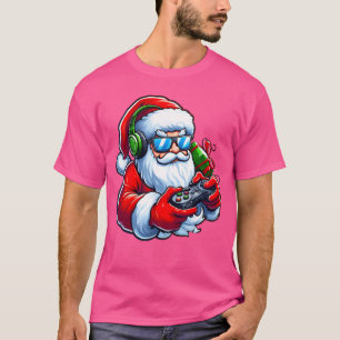 T-shirt Manette de jeu vidéo cool Santa Gamer jeu vidéo No