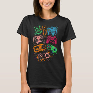 T-shirt Manettes de jeux vidéo rétro Splash gaming