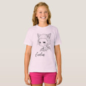 T-shirt Manga Chatte Fille (Devant entier)