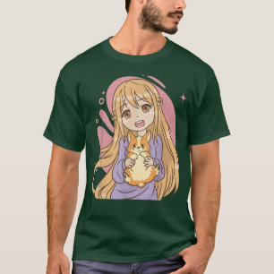 T-shirt Manga Girl with Comic Guinea Pig in Hand for Pet F