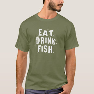T-shirt Mange, Bois, Poisson. Chemise de pêche amusante