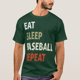 T-shirt Mange Sleep Baseball Répéter Funny Tee pour Sport 