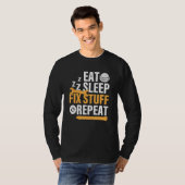 T-shirt Manger Burger Dormir Fixer les trucs Répéter (Devant entier)