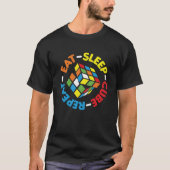 T-shirt Manger Cube Sommeil Répéter Cubes Funny Puzzle Vit (Devant)