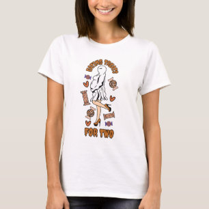 T-shirt "Manger des friandises pour deux" Halloween Orange
