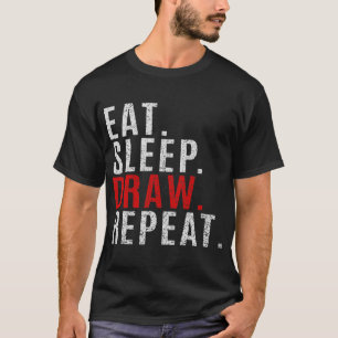 T-shirt Manger Dessin Dessin Dessin Répété Artiste Distres