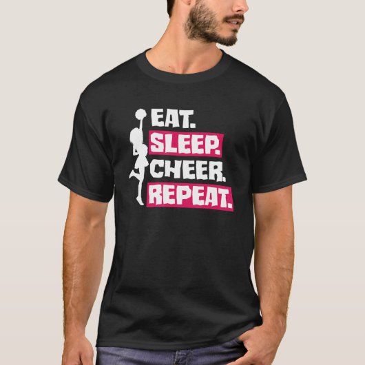 T-shirt Manger Dormir Acclamer Répéter Cheerleading Chee (Devant)