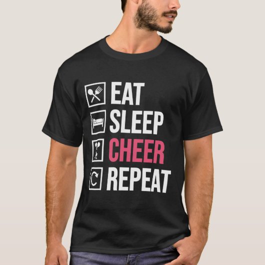 T-shirt Manger Dormir Acclamer Répéter Drôle de Cheerleadi (Devant)