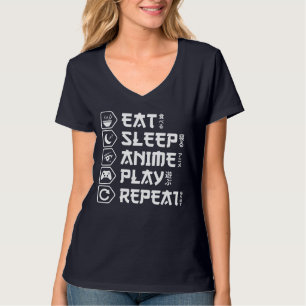 T-shirt Manger Dormir Anime Jouer Répéter Style de vie Ota