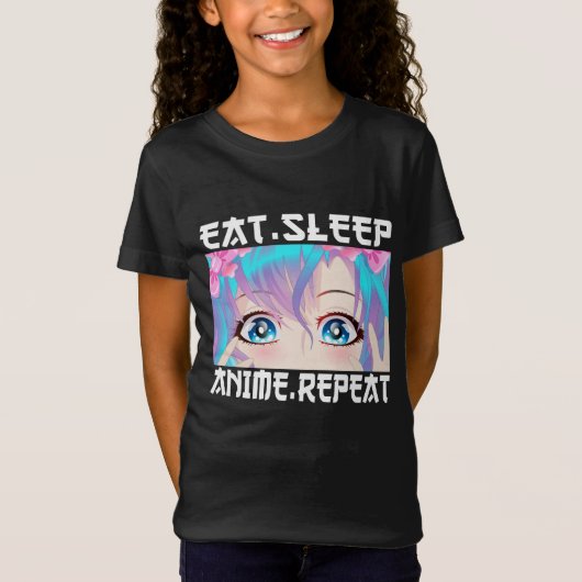 T-Shirt Manger Dormir Anime Répéter (Devant)