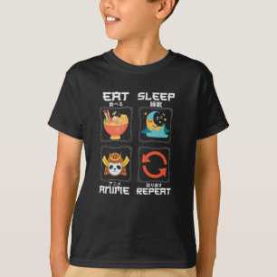 T-shirt Manger Dormir Anime Répéter Mignon pour Amateur