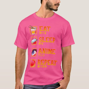 T-shirt Manger Dormir Anime Répéter Ramen Manga Japonais C