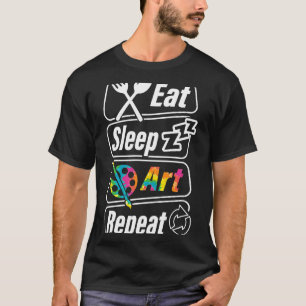 T-shirt Manger Dormir Art Peindre Peinture Dessin Art Love