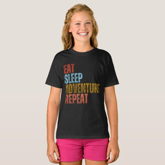 T-SHIRT MANGER DORMIR AVENTURE RÉPÉTER (Devant entier)