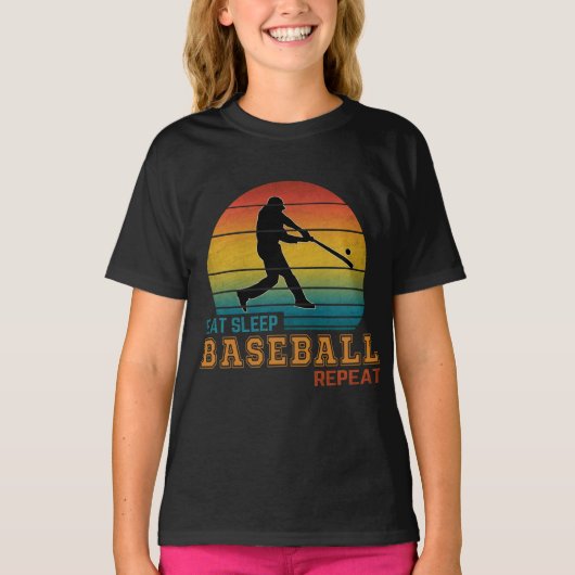 T-shirt Manger Dormir Baseball Répéter (Devant)