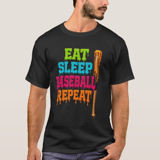 T-shirt Manger Dormir Baseball Répéter Goutte (Devant)