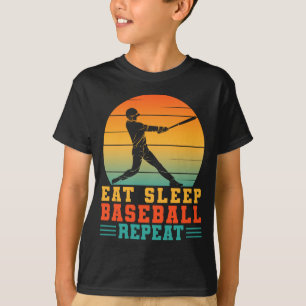 T-shirt Manger dormir baseball répéter joueur de baseball