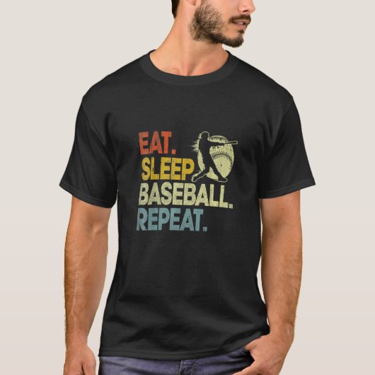 T-shirt Manger Dormir Baseball Répéter Receveur Lanceur Ba (Devant)