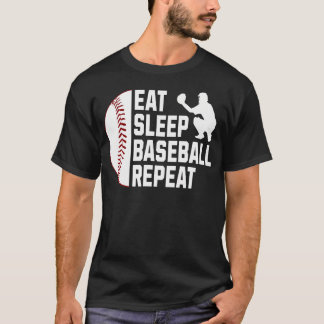 T-shirt Manger Dormir Baseball Répéter Sport Extrême