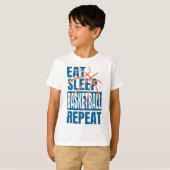 T-SHIRT MANGER DORMIR BASKETBALL RÉPÉTER (Devant entier)