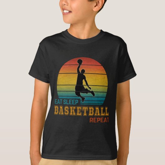 T-shirt Manger Dormir Basketball Répéter (Devant)