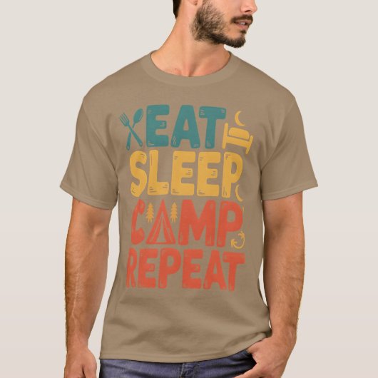 T-shirt Manger Dormir Campement Répéter Aventure Conceptio (Devant)