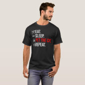 T-shirt Manger. Dormir. Caresser le chat. Répéter (Devant entier)