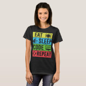 T-shirt Manger Dormir Code Répéter Drôle Programmation Ck (Devant entier)