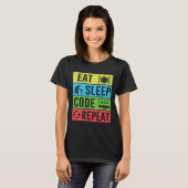 T-shirt Manger Dormir Code Répéter Drôle Programmation Ret (Devant entier)