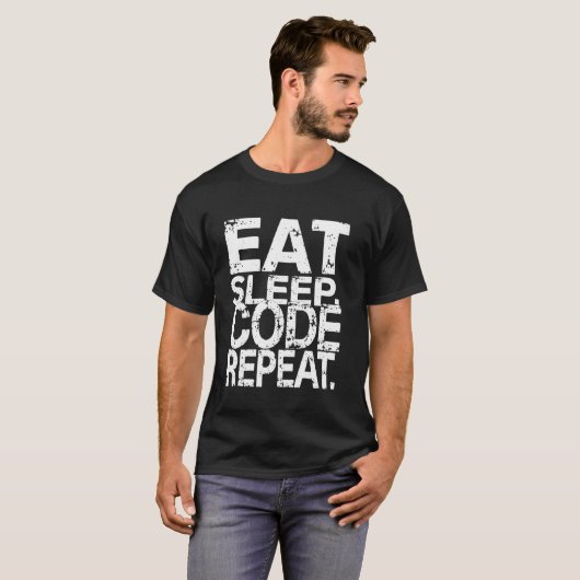 T-shirt MANGER DORMIR CODER RÉPÉTER Humour de programmatio (Devant entier)