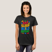 T-shirt MANGER Dormir Construire Répéter Maître Constructe (Devant entier)