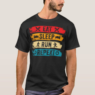 T-shirt Manger Dormir Courir Répéter Drôle Marathon Coureu